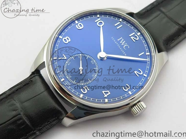 MIROTIME 0502 TimelessDesign Portuguese IW358304 ZF 1:1 Best Edition SS Blue Dial on Leather Strap A 7078